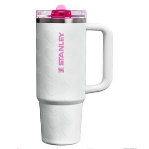 FROST LOVELY 30oz Stanley Quencher Protour Valentine’s Day white pink & hearts
